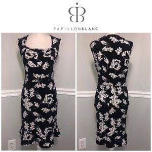 Papillon Blanc, Sleeveless Floral Black & White, Size L